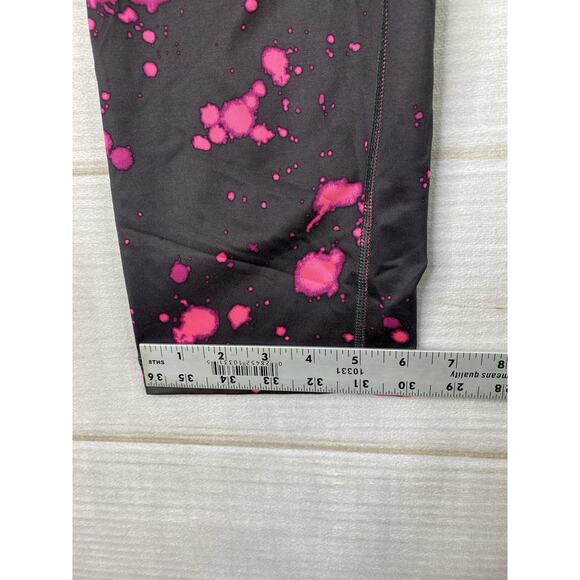 Nike Women's Pro Leggings Sz M Black Pink Splatter Dri-Fit Crop Athletic Workout - Picture 6 of 11